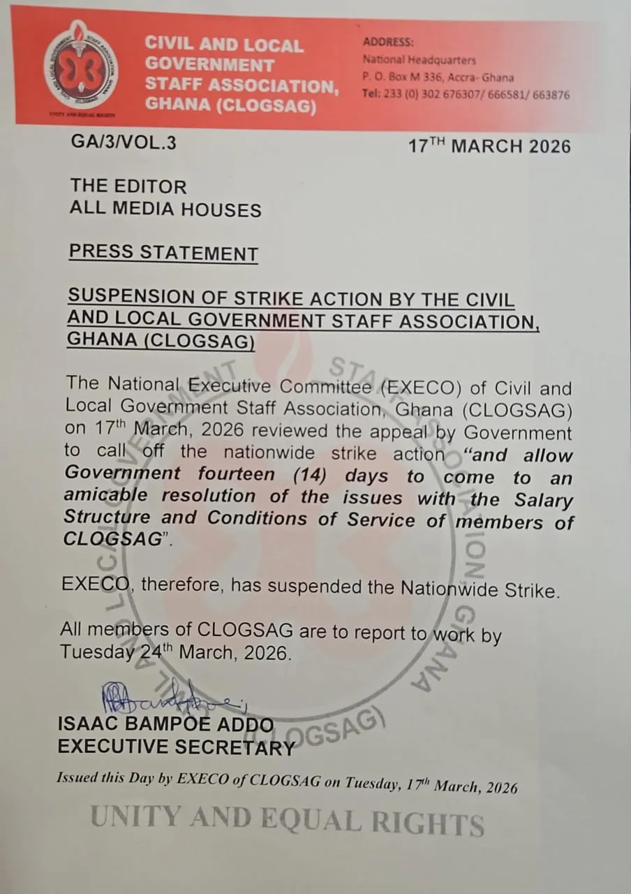 CLOGSAG Suspends Nationwide Strike